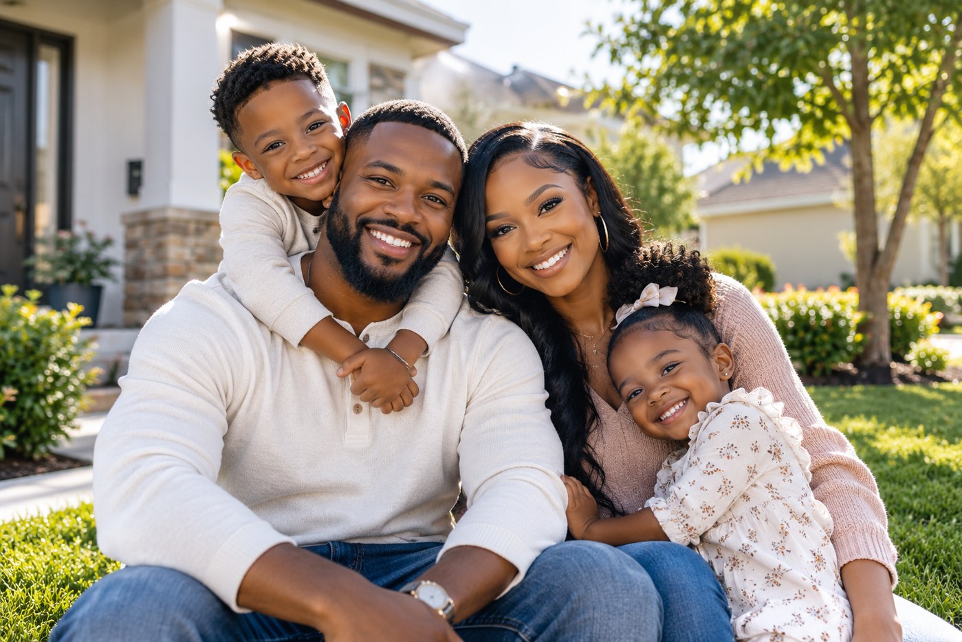 Black family planning their financial future together